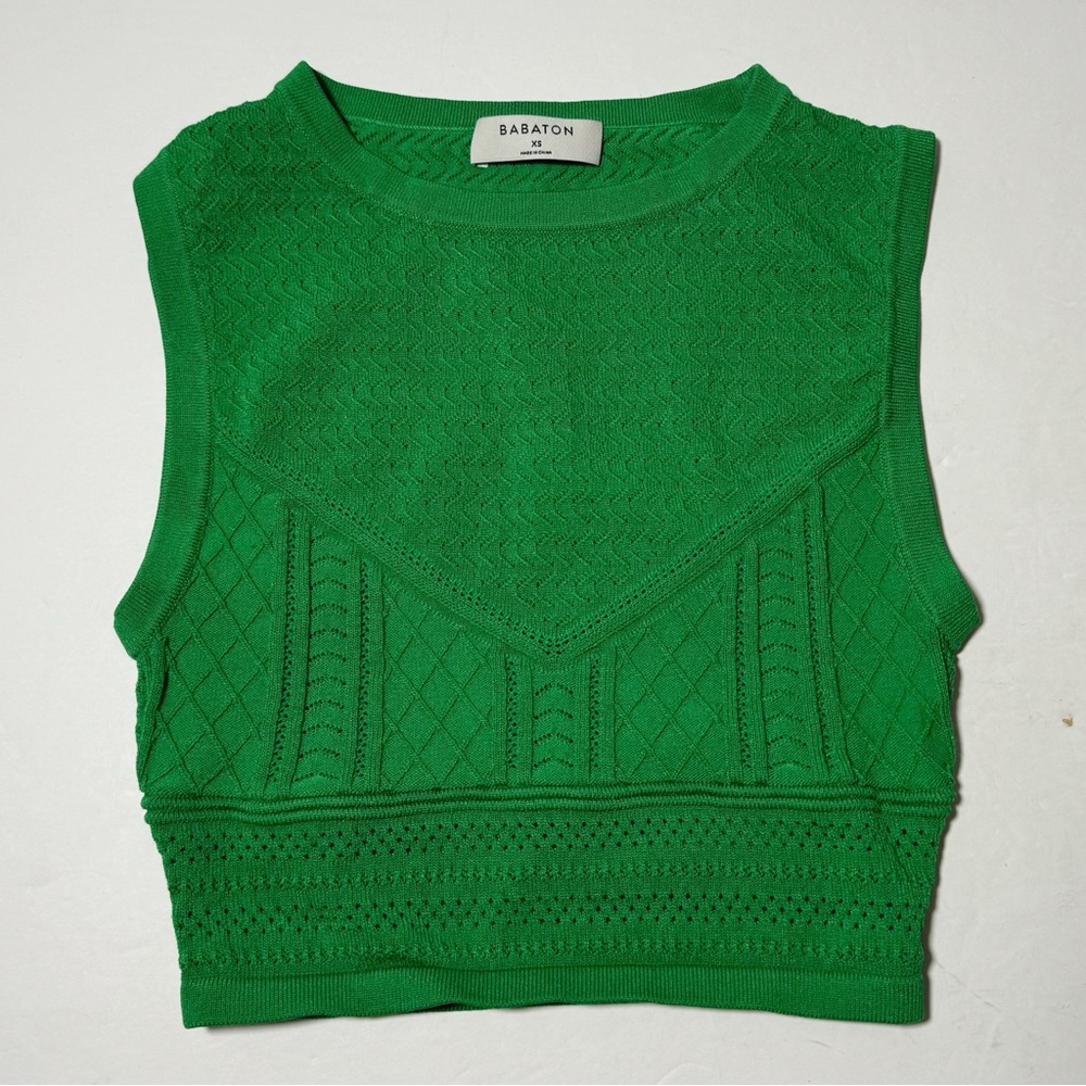 Aritzia Babaton Pointelle Green Crop Top